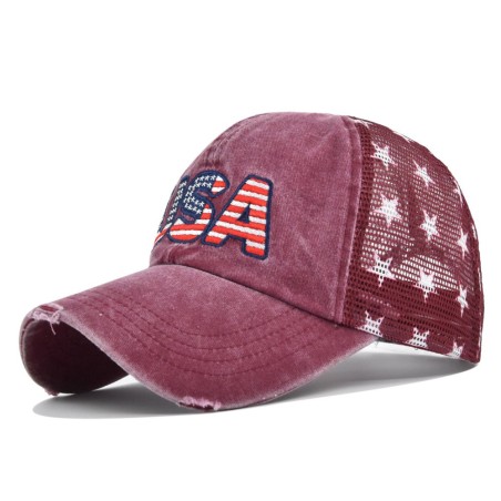 Soccer Team Style 3D American Flag Embroidered Baseball Cap for Sports Fans