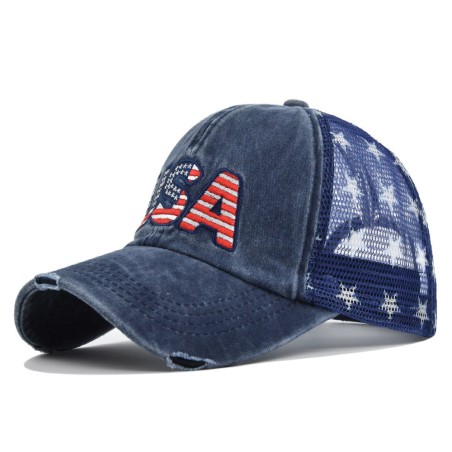 Soccer Team Style 3D American Flag Embroidered Baseball Cap for Sports Fans