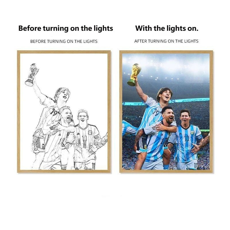 Soccer Star Light Painting Lamp Custom Picture Night Light for Fans