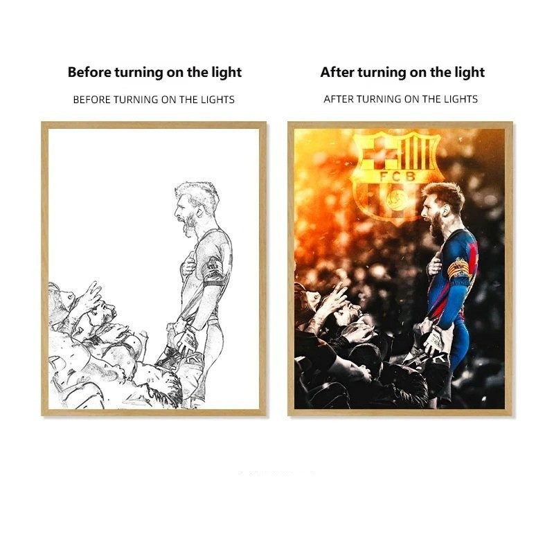 Soccer Star Light Painting Lamp Custom Picture Night Light for Fans