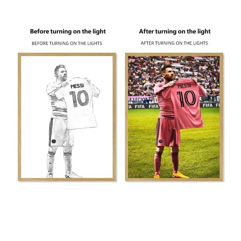 Soccer Star Light Painting Lamp Custom Picture Night Light for Fans