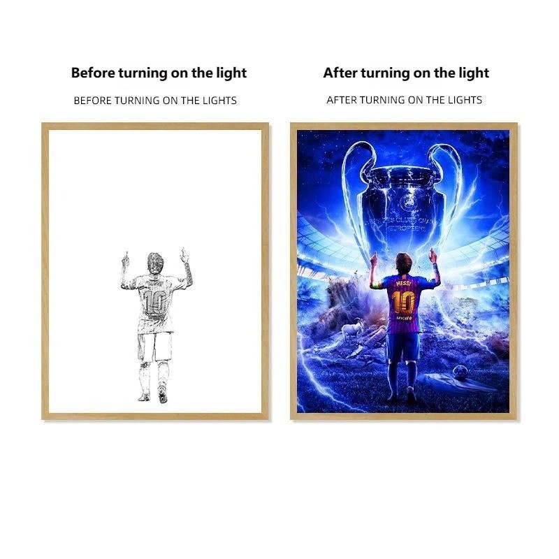 Soccer Star Light Painting Lamp Custom Picture Night Light for Fans