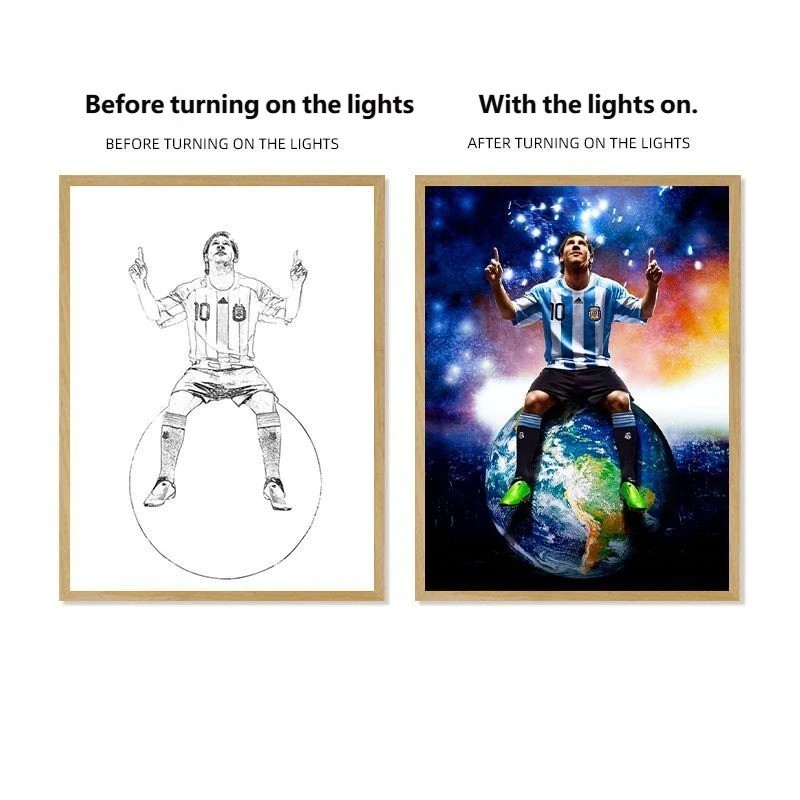 Soccer Star Light Painting Lamp Custom Picture Night Light for Fans