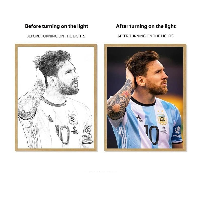 Soccer Star Light Painting Lamp Custom Picture Night Light for Fans