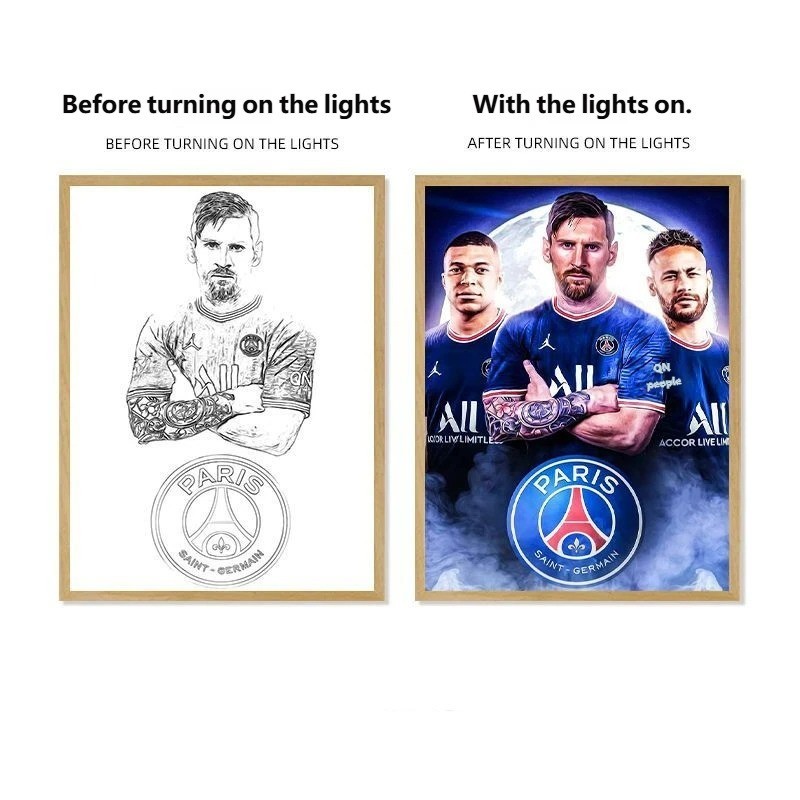 Soccer Star Light Painting Lamp Custom Picture Night Light for Fans