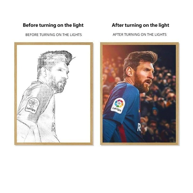 Soccer Star Light Painting Lamp Custom Picture Night Light for Fans