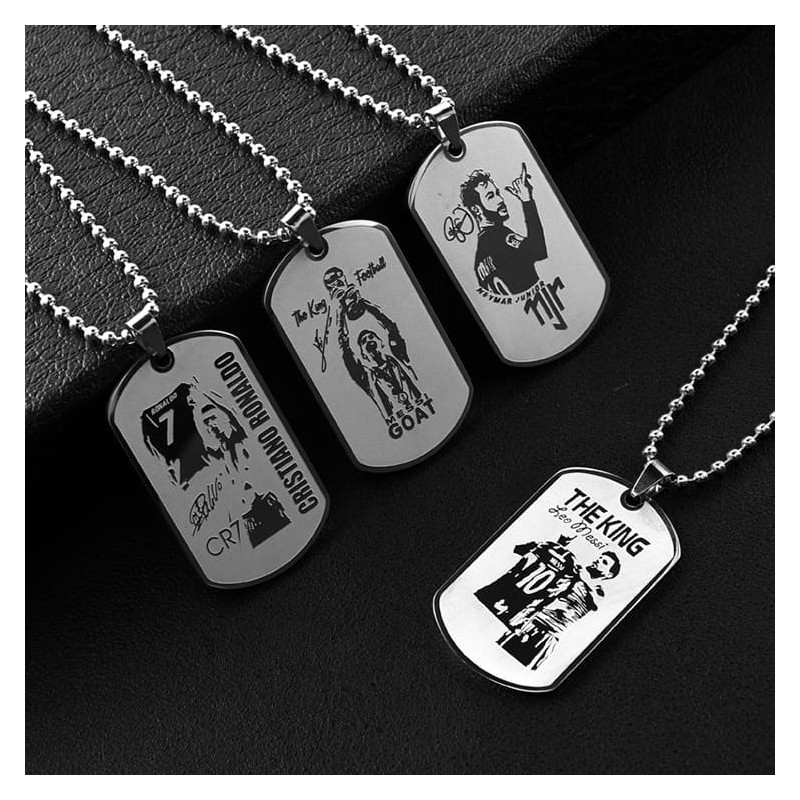 Personalized Football Star Inspired Titanium Steel Dog Tag Pendant | Soccer Fan Gift