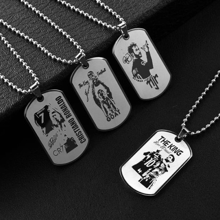 Personalized Football Star Inspired Titanium Steel Dog Tag Pendant | Soccer Fan Gift