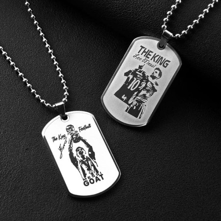 Personalized Football Star Inspired Titanium Steel Dog Tag Pendant | Soccer Fan Gift