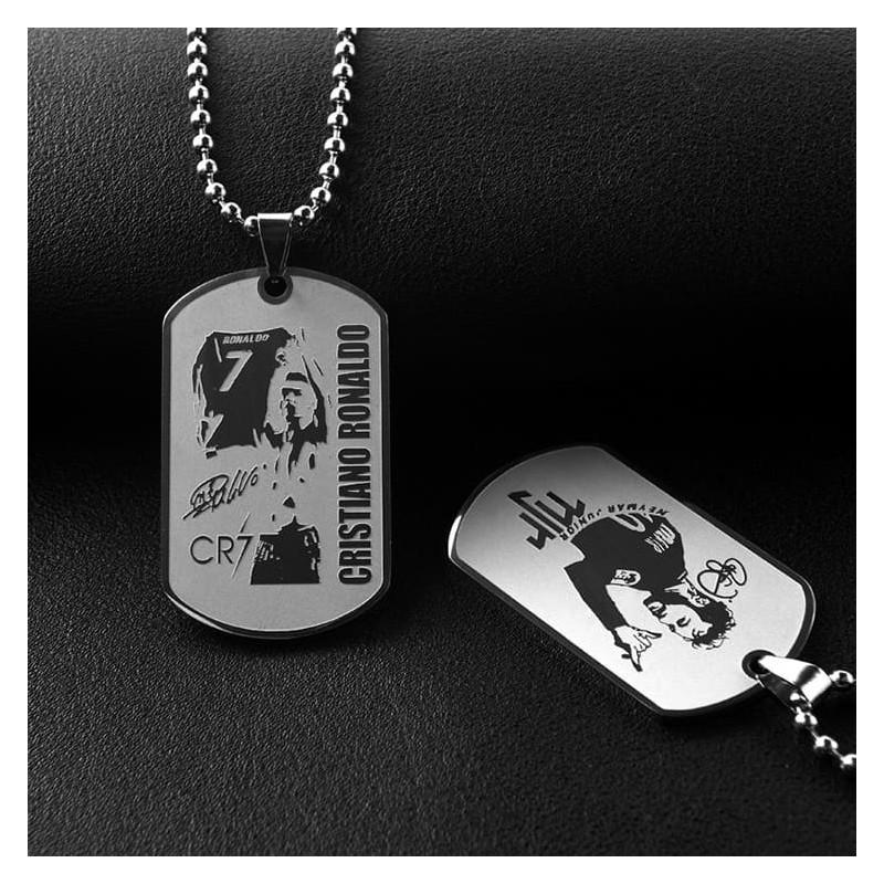 Personalized Football Star Inspired Titanium Steel Dog Tag Pendant | Soccer Fan Gift
