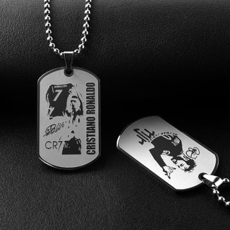 Personalized Football Star Inspired Titanium Steel Dog Tag Pendant | Soccer Fan Gift