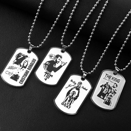 Personalized Football Star Inspired Titanium Steel Dog Tag Pendant | Soccer Fan Gift