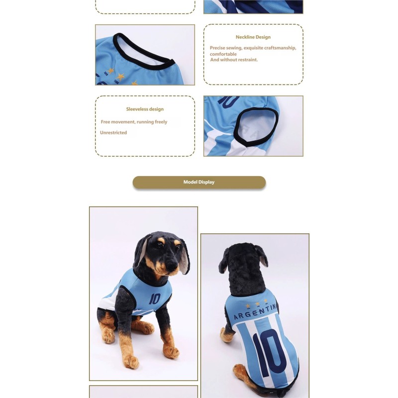 Soccer Team Inspired Pet Vest, Breathable Summer Dog Shirt for Small Breeds