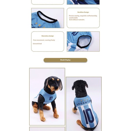 Soccer Team Inspired Pet Vest, Breathable Summer Dog Shirt for Small Breeds