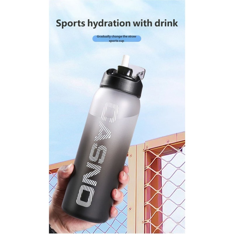 Large Capacity 1000ml Plastic Cup with Straw | Soccer Fan Sports Water Bottle