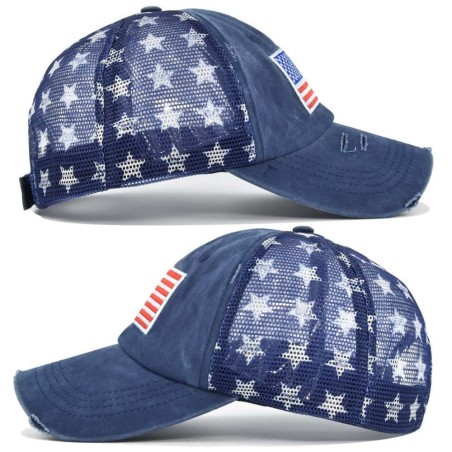 Soccer Team Style 3D American Flag Embroidered Baseball Cap for Sports Fans