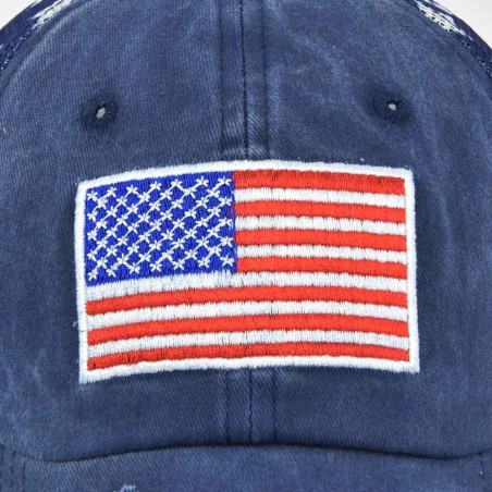 Soccer Team Style 3D American Flag Embroidered Baseball Cap for Sports Fans