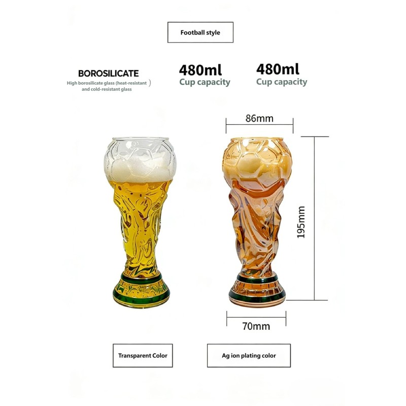 Soccer Championship Trophy Shaped Beer Mug | Creative Game Day Cup