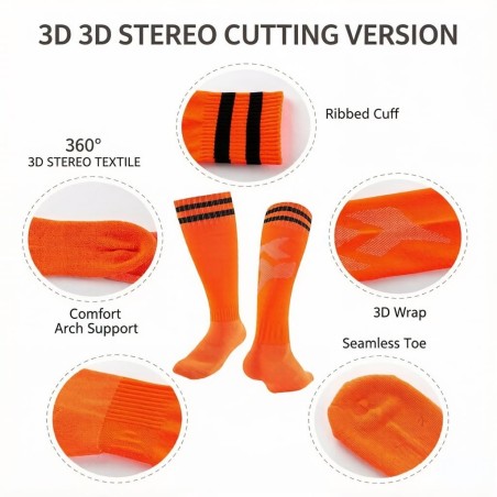 Thickened Towel Bottom Football Socks | Striped Over-the-Knee Long Soccer Socks