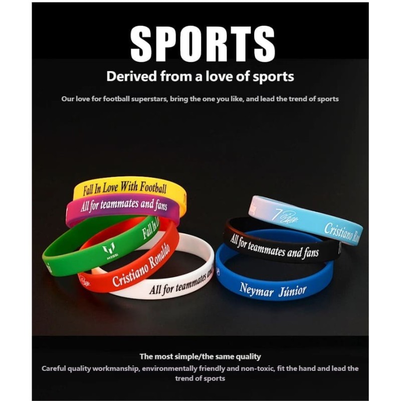 Soccer Sports Silicone Wristband with Signature Design Ideal for Football Tournaments & Fans