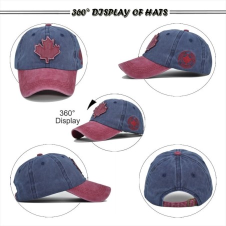 Retro Canada Maple Leaf Embroidered Adjustable Baseball Cap Football Tournament Supporter Hat