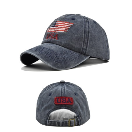Washed distressed American embroidered baseball cap USA embroidery