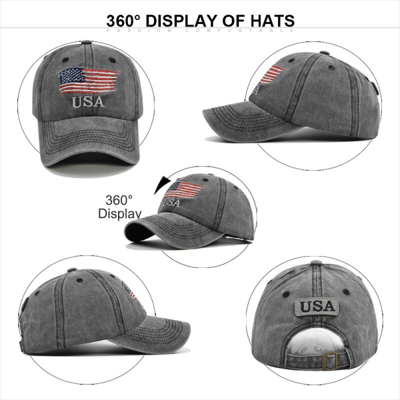 Washed distressed American embroidered baseball cap USA embroidery