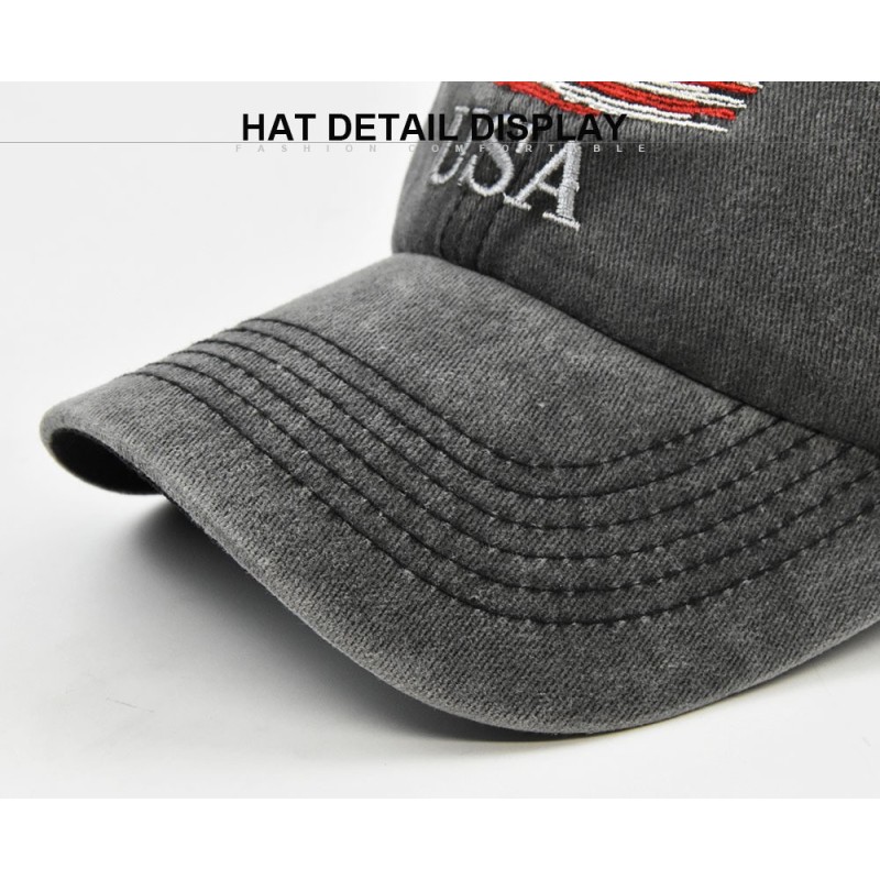 Washed distressed American embroidered baseball cap USA embroidery