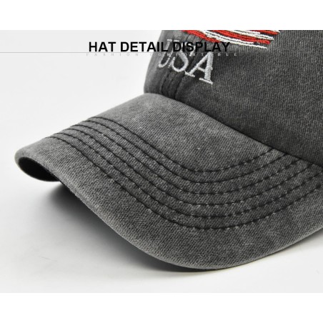 Washed distressed American embroidered baseball cap USA embroidery