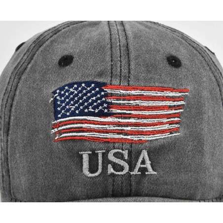Washed distressed American embroidered baseball cap USA embroidery