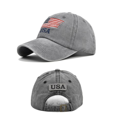 Washed distressed American embroidered baseball cap USA embroidery