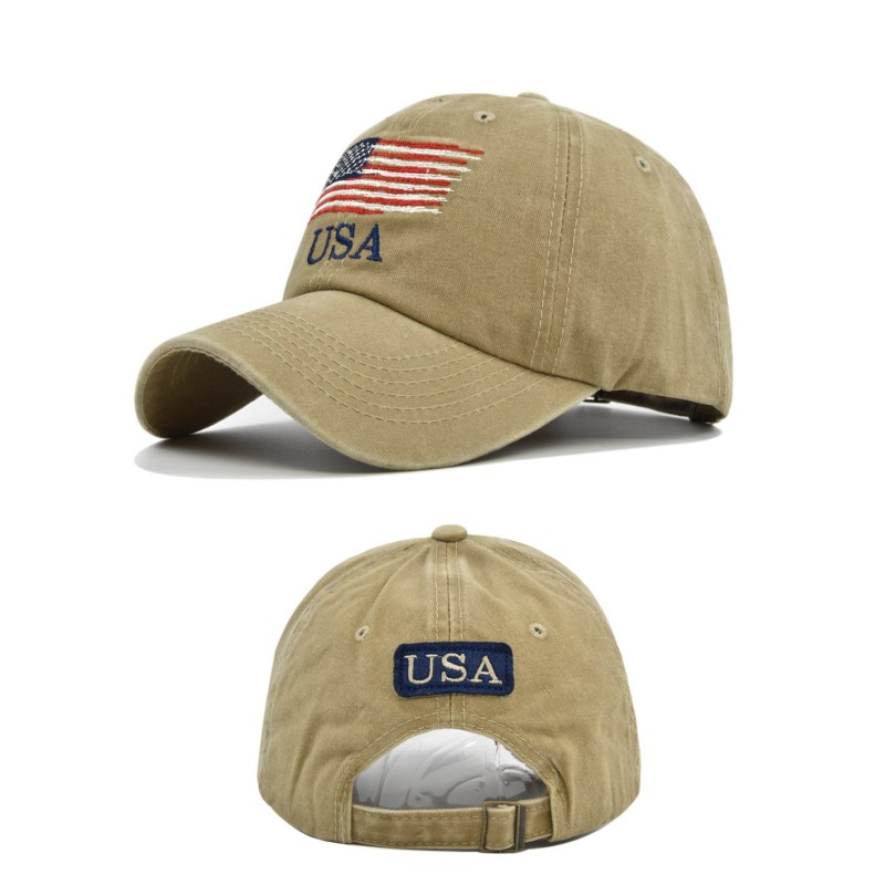Washed distressed American embroidered baseball cap USA embroidery