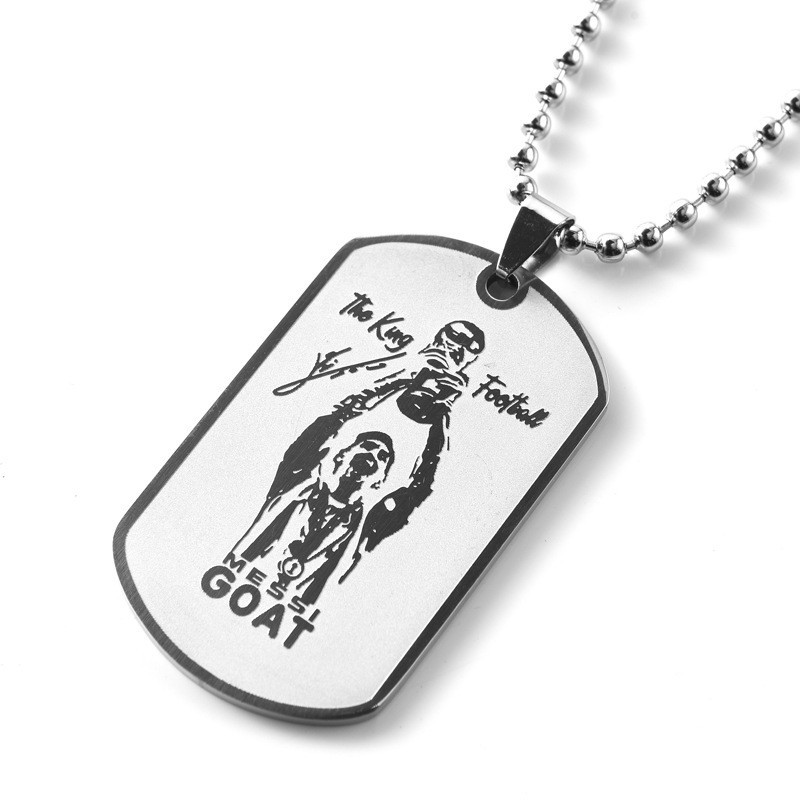 Personalized Football Star Inspired Titanium Steel Dog Tag Pendant | Soccer Fan Gift